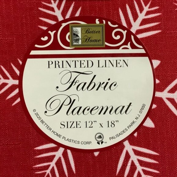 Winter Placemats Reversible Linen Print Holiday Christmas Snowflake Red White - Picture 6 of 12